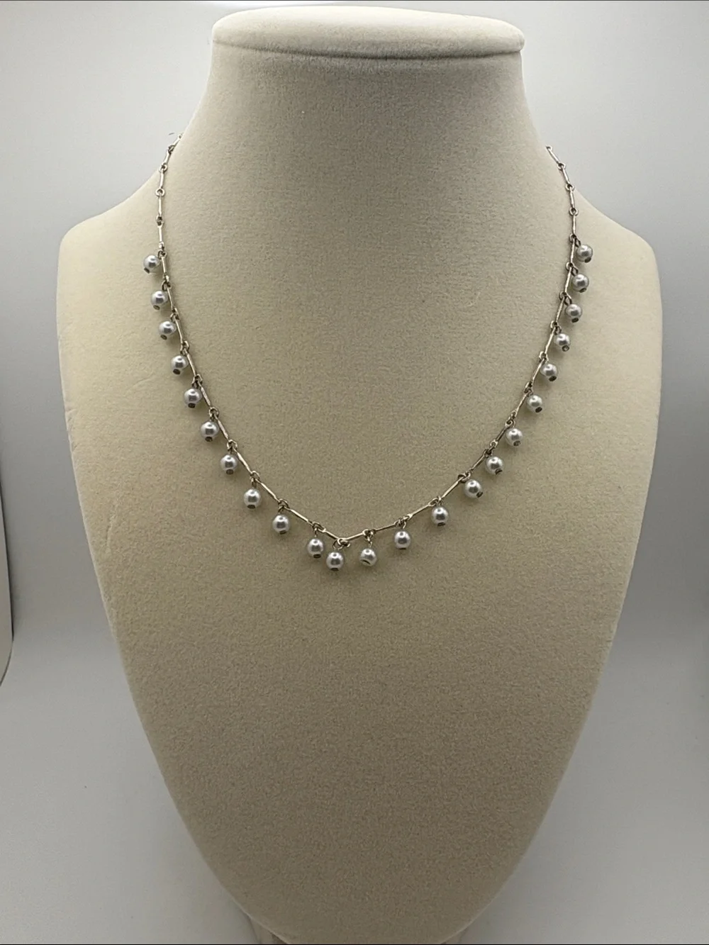 Carolee Silver Dangle Bead Necklace